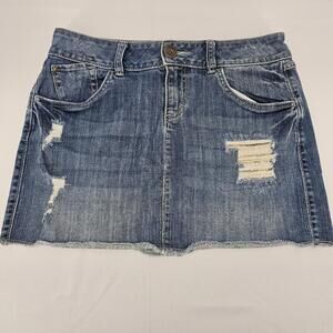Vintage Y2K Elle Mini‎ Skirt Size 6 Distressed Sequins Pockets Short School Girl